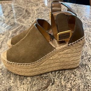 Chloe suede and leather Espadrille wedge sandals